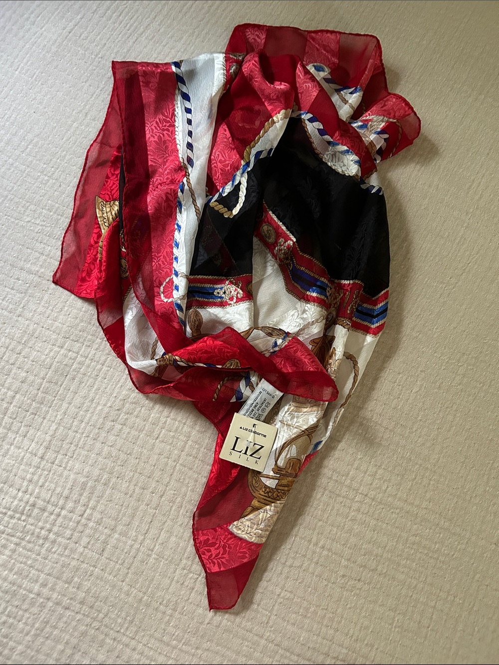 Vintage Liz Claiborne 100% Silk Nautical Scarf ⚓️
